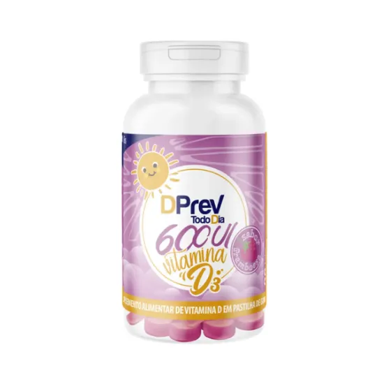 Imagem de Vitamina D  Colecalciferol DPrev Todo Dia 600UI Sabor Framboesa com 30 Gomas